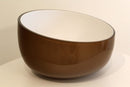 Vintage Mid Century Layered Cased Brown & White Asymmetrical Glass Bowl