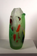 Judson Guérard Signed Green Handblown Contemporary Art Glass Vase Chaos Series