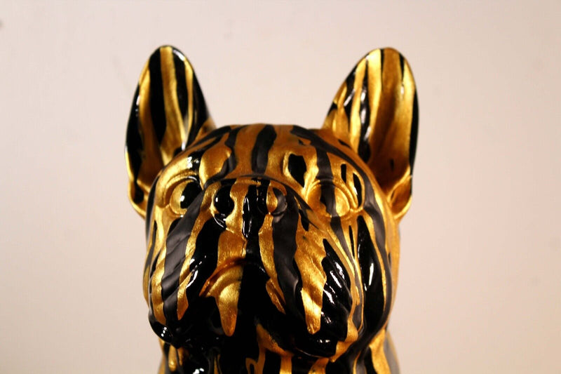Modern Ceramic Sculpture Frenchie Gold Drip Homage to Godiva