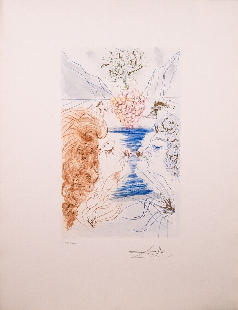 Salvador Dali 12 Works: Song of Songs Signed Modern Etching, Aquatint, Gold Dust