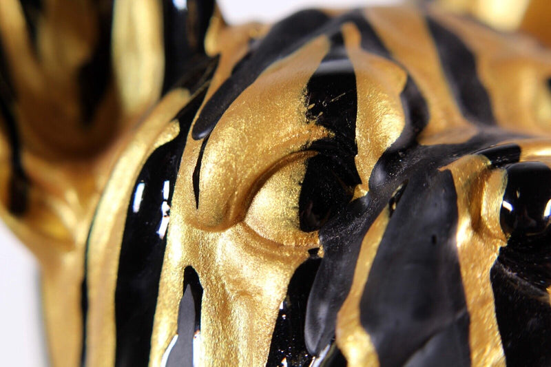 Modern Ceramic Sculpture Frenchie Gold Drip Homage to Godiva