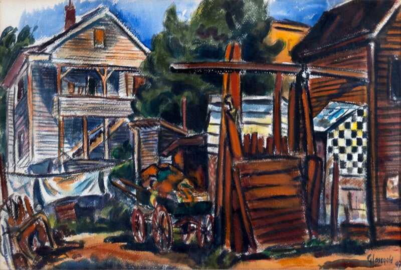 Harry Glassgold Signed Modern American Impressionist Watercolor on Paper 1949