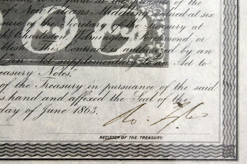Confederate States America $1000 Cotton Bond 1863