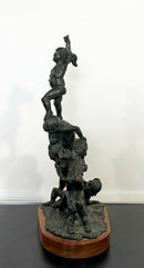 Mid Century Modern Bronze Table Sculpture Signed Edward Chesney 1972