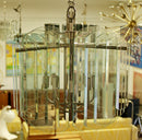 Contemporary Tiered Glass & Chrome Chandelier by Luminaire 80s