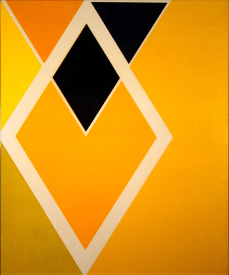 Larry Zox Diamond Drill (Yellow, Black, & White) Signed Modern Serigraph