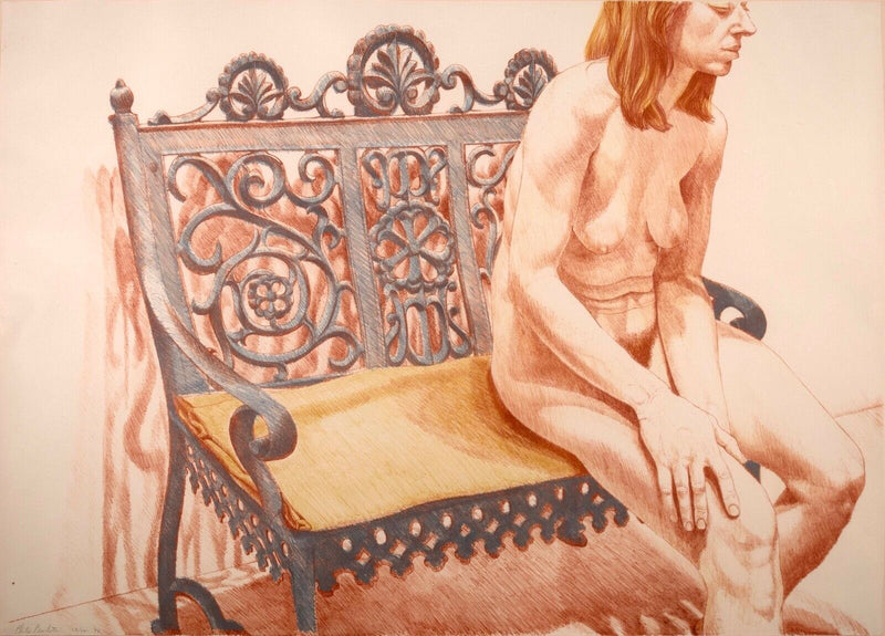 Philip Pearlstein Girl on Bench Signed Lithograph on Paper 28/75 Framed 1974