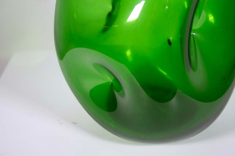 Blenko Emerald Green Pinched Vase Model 921L Mid Century Modern