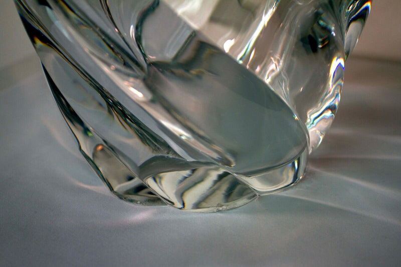 Baccarat Fine Crystal Contemporary Swirl Vase Etched Stamp