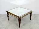 Antique Art Deco Carved Wood and Mirrored Glass Coffee Occasional Table