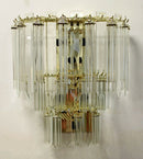 Mid Century Modern Italian Murano Brass and Glass Wall Sconce 1970s