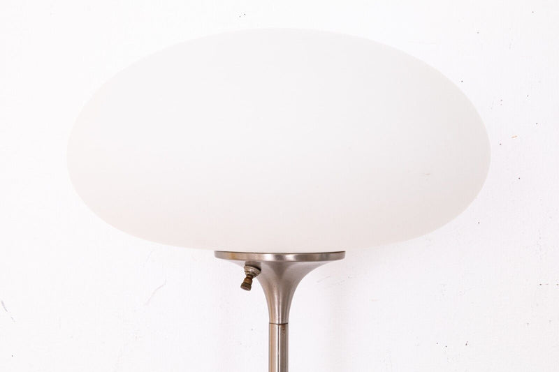 Laurel Mushroom Mid Century Modern Brushed Metal and Smoked Glass Floor Lamp