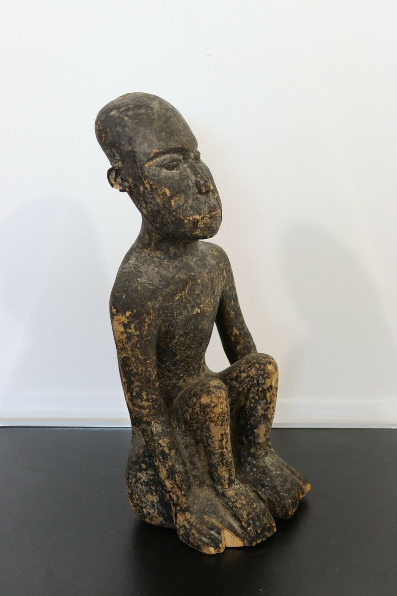 Vintage African Primitive Carved Wood Artifact Sculpture Man