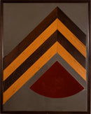 Post Modern Wooden Chevron Design and Leather Patch Mirror