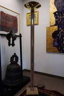 Art Deco Style Post Modern Brass and Neutral Toned Stone Torchiere Lamp