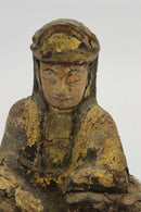 Rare Ancient Asian Buddha Wood Sculpture & Glass Dome