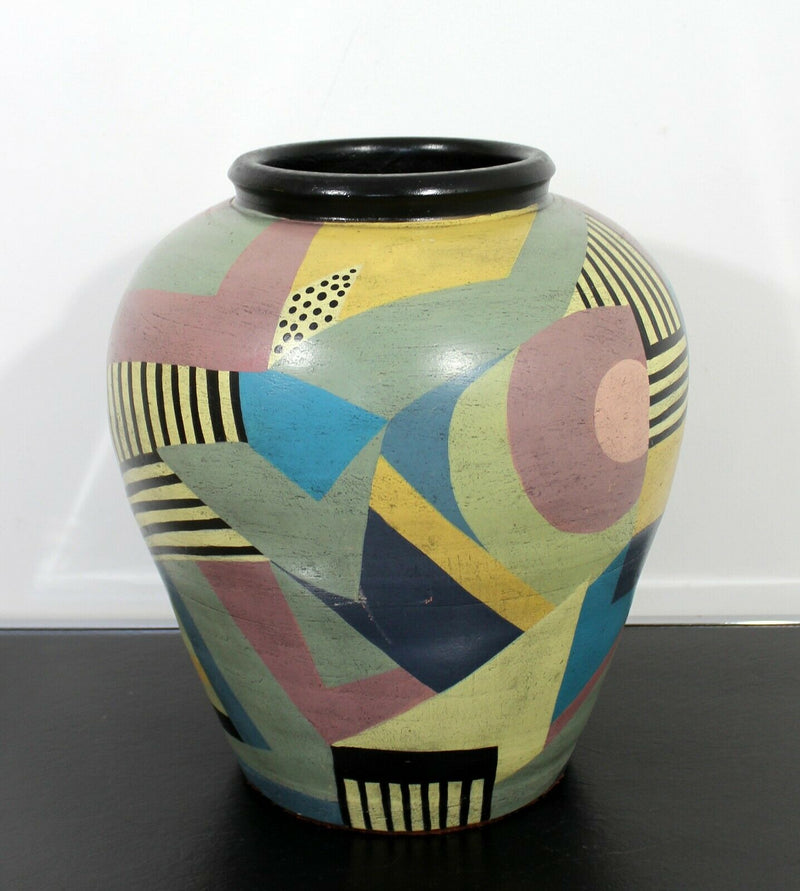 Contemporary Memphis Large Signed Ceramic Art Vase Table Floor Sculpture 1980s