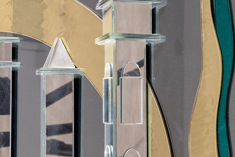 Harvard Reflections Fantasy Cityscape Contemporary Sculptural Mirror Art 80s