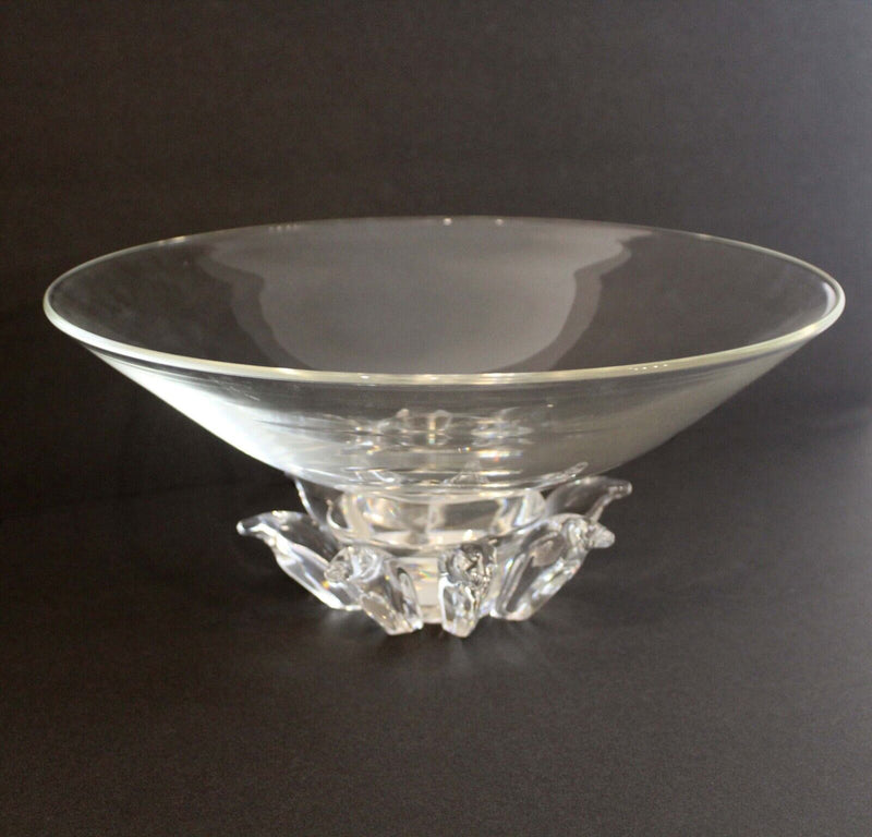 Vintage Mid Century Steuben Crystal Peony Footed Bowl by Donald Pollard 1960s