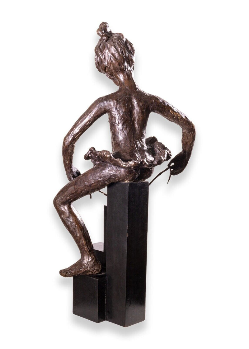 Betty Jacobs Modern Ballerina Figure Bronze Brutalist Sculpture on Pedestal 1970