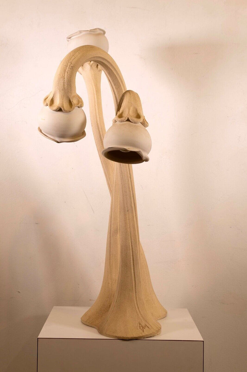Art Nouveau Doug Blum Cally Lilly Ceramic Pottery Table Lamp Signed