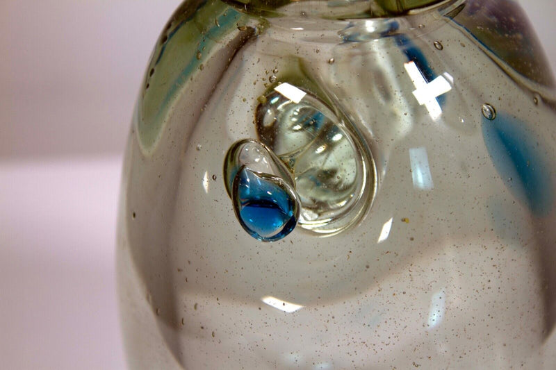 Richard Ritter Modern Clear Glass with Blue Vessel Sculpture AMC 1970s