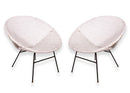 Mid Century Modern Pair of White Scoop Rattan Chairs