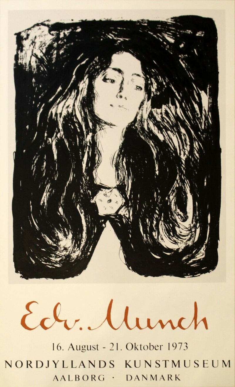 Edvard Munch Nordjyllands Kunstmuseum Vintage Exhibition Poster 1973
