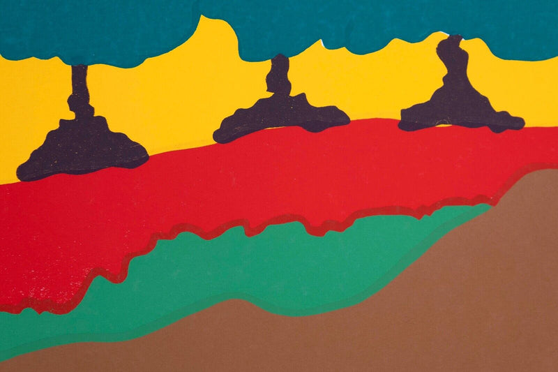 Daniel Gelakoska Autumn Yellow Sky Contemporary Serigraph with Embossed Artist