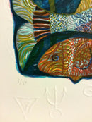 Mid Century Modern Unframed Pisces Zodiac Judith Bledsoe Hand Signed Lithograph