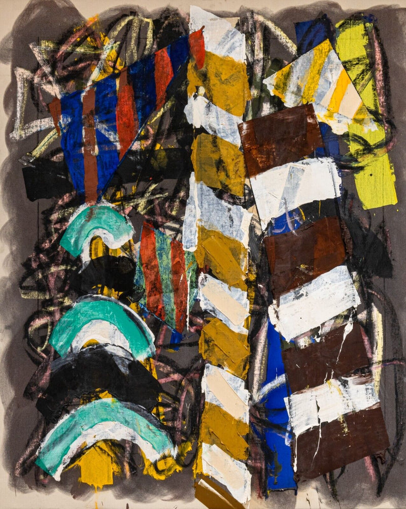 Michael Goldberg Martirio Della Mogue Signed Abstract Oil Painting Canvas 1990