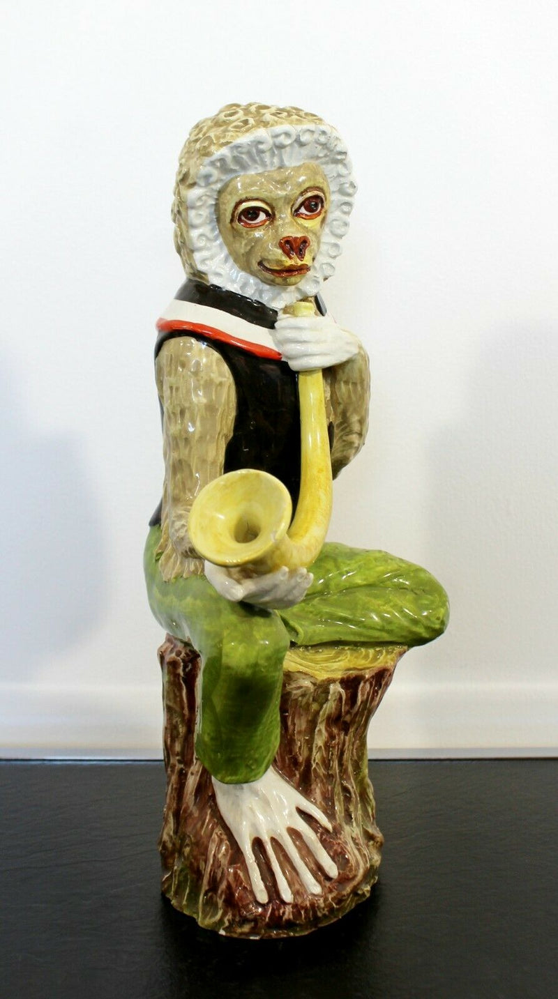 Mid Century Modern Ceramic Seated Monkey Table Sculpture Italy 1960s