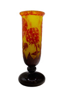 Le Verre Francais Pivoines Vase Art Nouveau Acid Etched Cameo Glass Floral