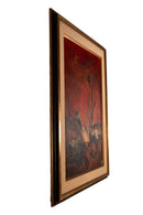 Mid Century Modern Crystal Signed Abstract Landscape Oil Painting on Canvas