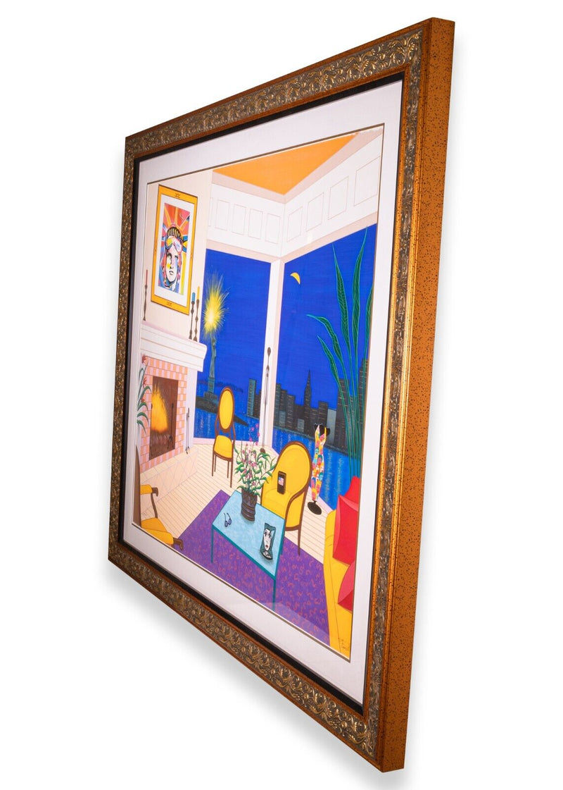 Fanch Ledan Interior with Liberty Signed Contemporary Serigraph Canvas Framed