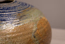 Mid Century Modern Glazed Studio Pottery Vessel Cobalt Blue with Earth Tones
