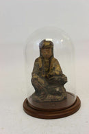 Rare Ancient Asian Buddha Wood Sculpture & Glass Dome