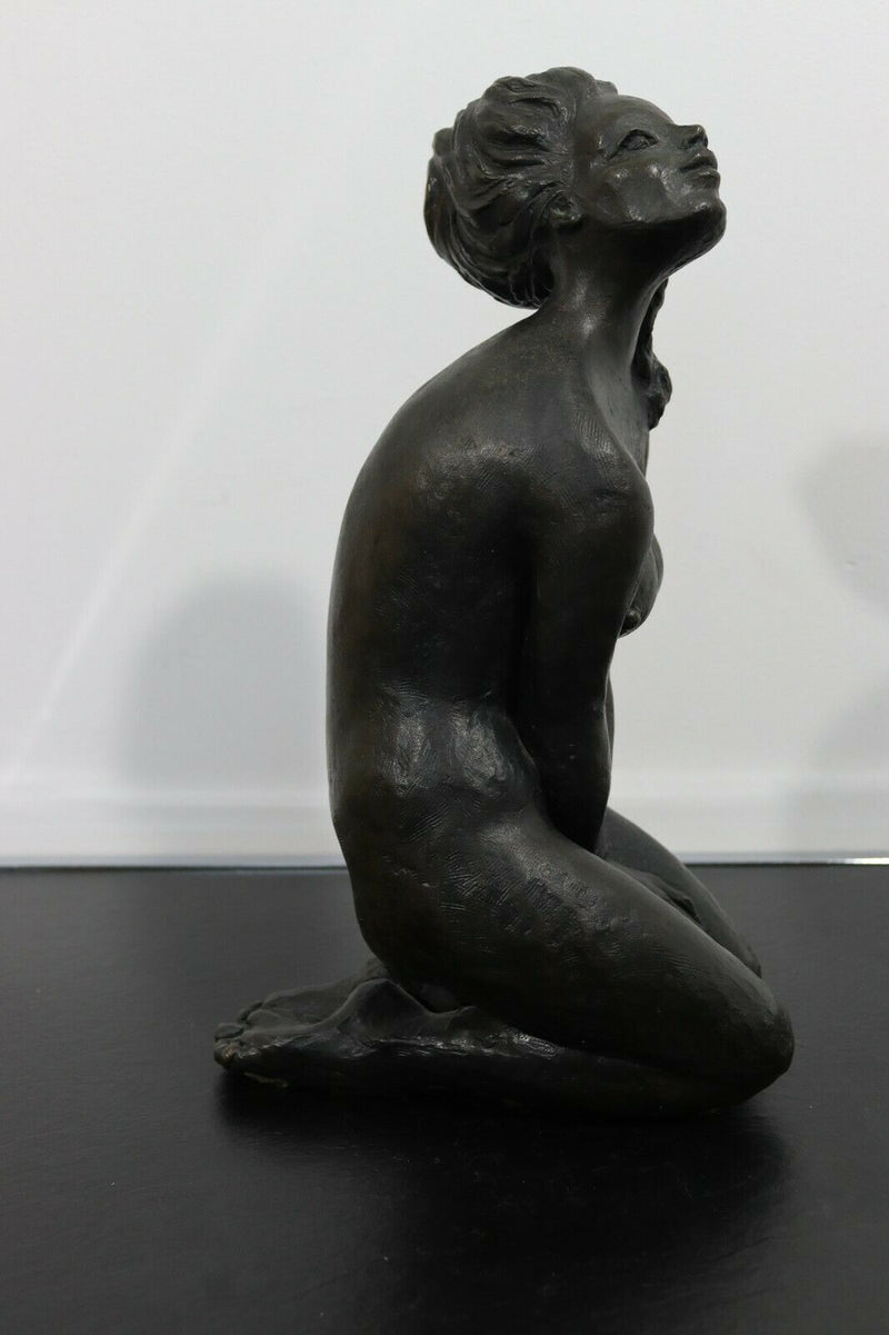 Mid Century Modern Seated Woman Figure Modern Bronze Sculpture Betty Jacob 1968