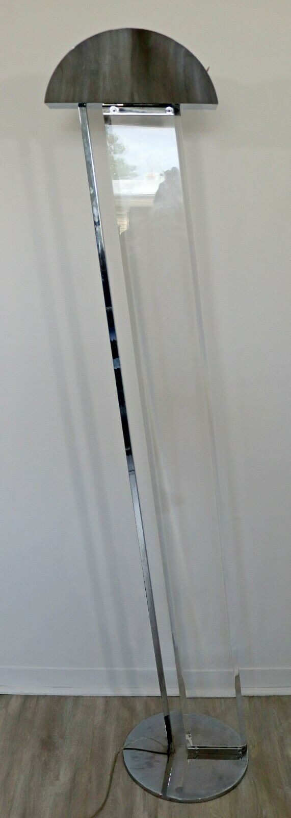 Contemporary Modern Hollywood Regency Ramond Signed Lucite Chrome Floor Lamp 80s