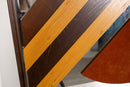 Post Modern Wooden Chevron Design and Leather Patch Mirror
