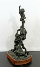 Mid Century Modern Bronze Table Sculpture Signed Edward Chesney 1972