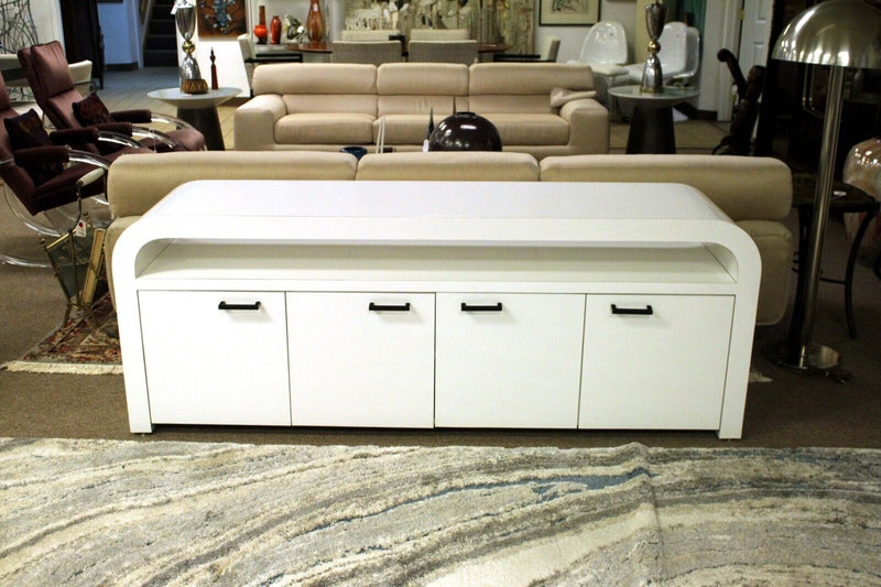 Contemporary Modern Custom Made Curved White Lacquer Credenza