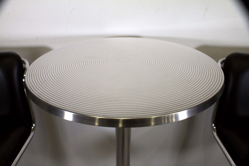 Contemporary Modern Aluminum Chrome Pub Table (3 Total. Sold as singular tables)