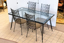 Mid Century Modern Umanoff Grenada Wrought Iron Dinette Patio Table & 4 Chairs