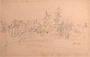 Jean Dufy Signed Untitled Neighborhood Drawing Graphite on Paper