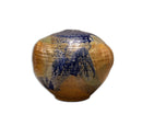 Mid Century Modern Glazed Studio Pottery Vessel Cobalt Blue with Earth Tones
