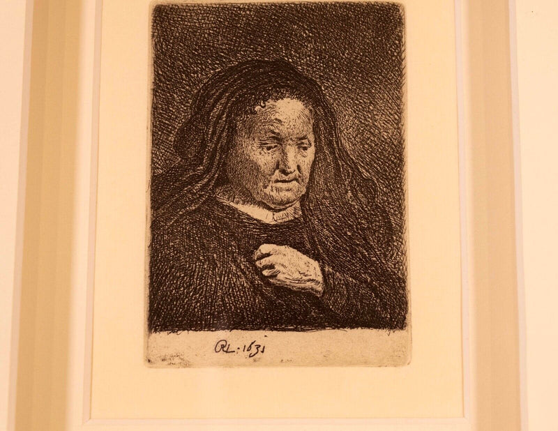 Rembrandt Van Rijn The Artist’s Mother 1631 Etching Millenium Edition Framed