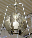 Mid Century Modern String Wire Art Swag Chrome Chandelier Light Fixture 1960s