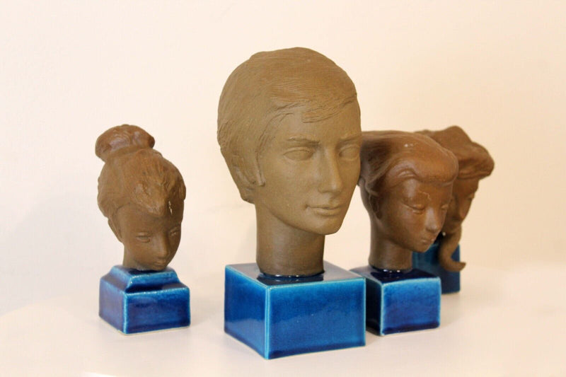 Johannes Hedegaard Royal Copenhagen Denmark Set of 4 Rare Ceramic Busts 1960s