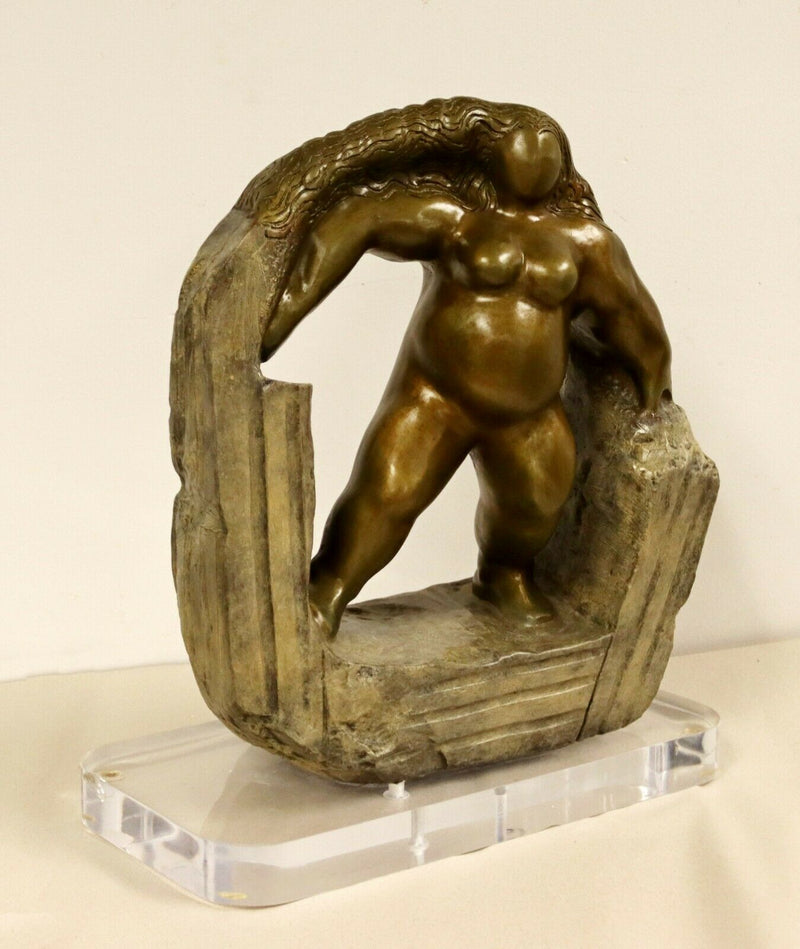 Contemporary Bronze Table Sculpture Duchess Nude Signed by Jerry Soble 1990s